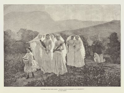 Tableaux au Salon de Paris, Jeunes Filles se Rendant à La Procession - Jules Breton